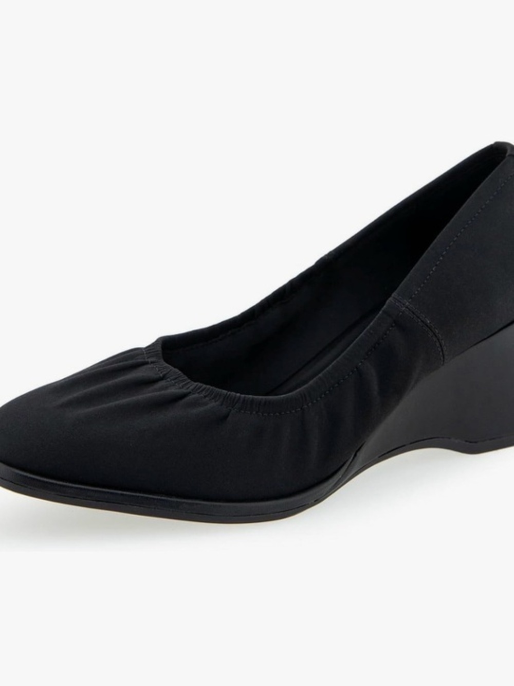 AEROSOLES Black Airlie Elastic-Edge Wedge Pump